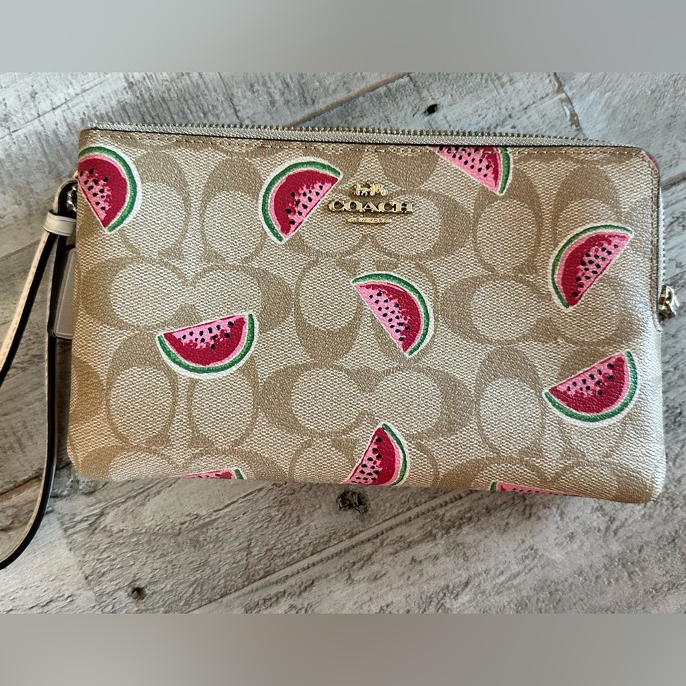 Coach watermelon wristlet purse